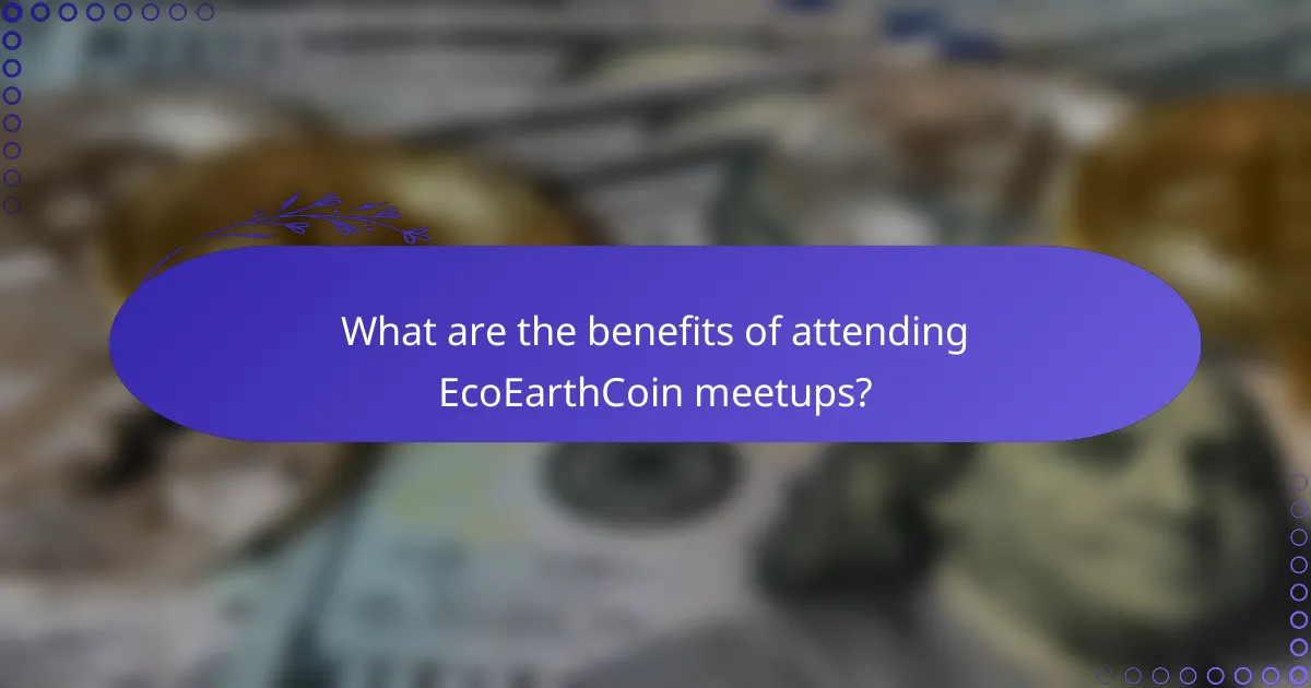 What are the benefits of attending EcoEarthCoin meetups?