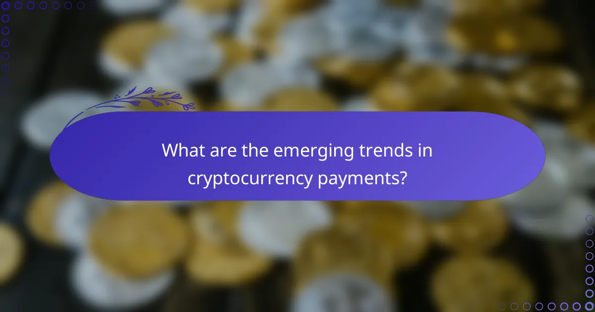 What are the emerging trends in cryptocurrency payments?