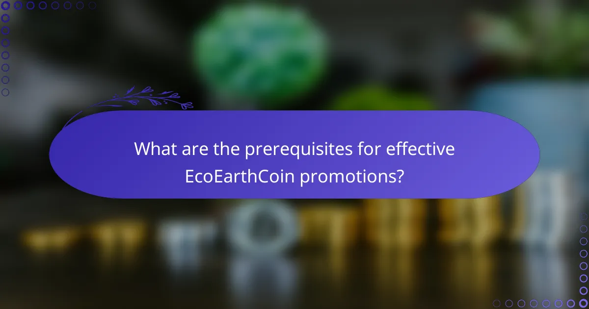 What are the prerequisites for effective EcoEarthCoin promotions?