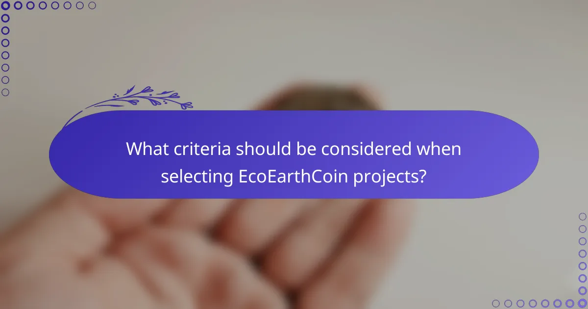 What criteria should be considered when selecting EcoEarthCoin projects?